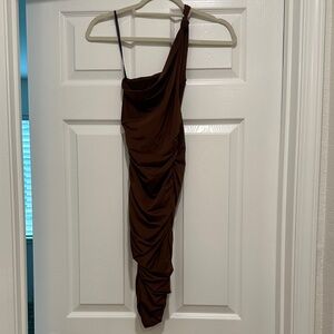 Windsor Chocolate One-Shoulder Dress